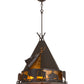 Meyda Lighting Teepee 24" 4-Light Timeless Bronze Buffalo Pendant Light With Amber Mica Shade Glass