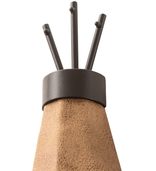 Meyda Lighting Teepee 8" Timeless Bronze Regalia Wall Sconce With Faux Rawhide & Blue Green Art Shade