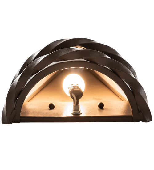 Meyda Lighting Teepee 8" Timeless Bronze Regalia Wall Sconce With Faux Rawhide & Blue Green Art Shade