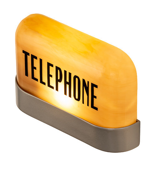 Meyda Lighting Telephone 11" Satin Titanium Gold Wall Sconce Signage With Amber Quartz Shade