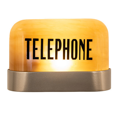 Meyda Lighting Telephone 11" Satin Titanium Gold Wall Sconce Signage With Amber Quartz Shade