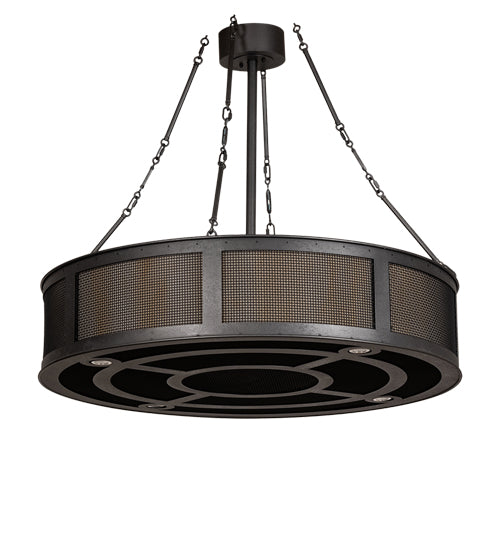 Meyda Lighting Telluride Magic 42" 16-Light Solar Black & Natural Iron Pendant Light With Sahara Taupe Idalight Shade
