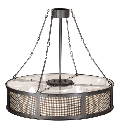 Meyda Lighting Telluride Magic 42" 16-Light Solar Black & Natural Iron Pendant Light With Sahara Taupe Idalight Shade