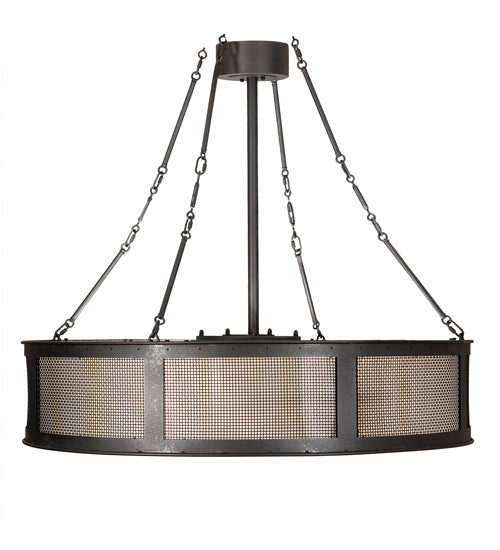 Meyda Lighting Telluride Magic 42" 16-Light Solar Black & Natural Iron Pendant Light With Sahara Taupe Idalight Shade