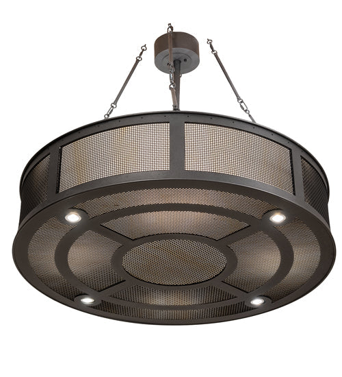 Meyda Lighting Telluride Magic 42" 16-Light Solar Black & Natural Iron Pendant Light With Sahara Taupe Idalight Shade