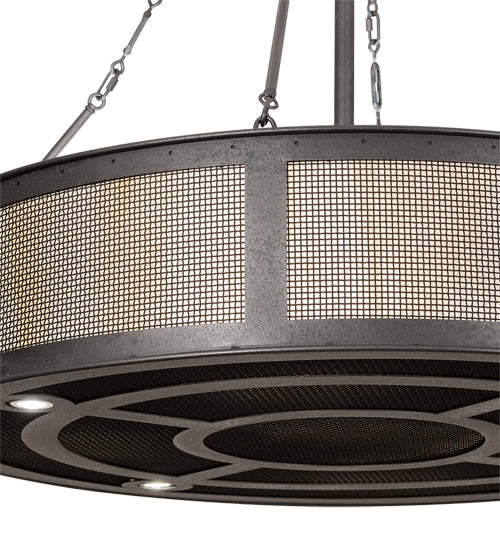 Meyda Lighting Telluride Magic 42" 16-Light Solar Black & Natural Iron Pendant Light With Sahara Taupe Idalight Shade