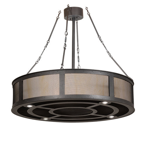 Meyda Lighting Telluride Magic 42" 16-Light Solar Black & Natural Iron Pendant Light With Sahara Taupe Idalight Shade