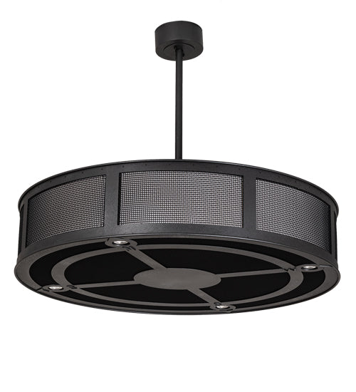 Meyda Lighting Telluride Magic 44" 16-Light Natural Iron & Solar Black Pendant Light With Sahara Taupe Idalight & White Laura Textrene Shade
