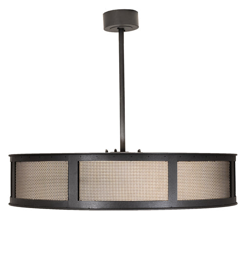 Meyda Lighting Telluride Magic 44" 16-Light Natural Iron & Solar Black Pendant Light With Sahara Taupe Idalight & White Laura Textrene Shade