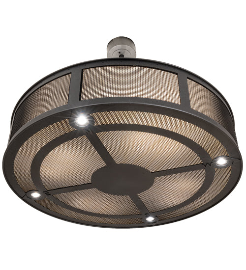 Meyda Lighting Telluride Magic 44" 16-Light Natural Iron & Solar Black Pendant Light With Sahara Taupe Idalight & White Laura Textrene Shade