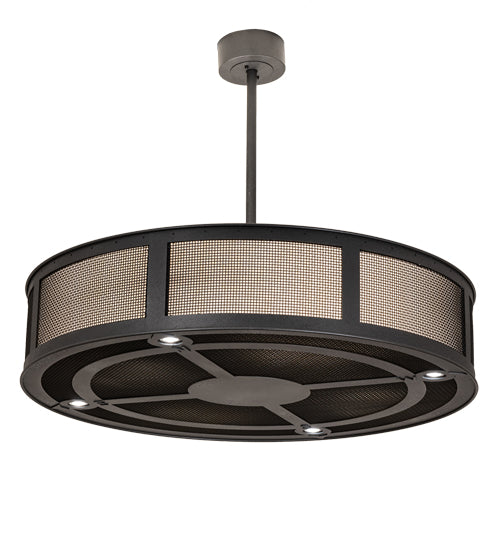 Meyda Lighting Telluride Magic 44" 16-Light Natural Iron & Solar Black Pendant Light With Sahara Taupe Idalight & White Laura Textrene Shade