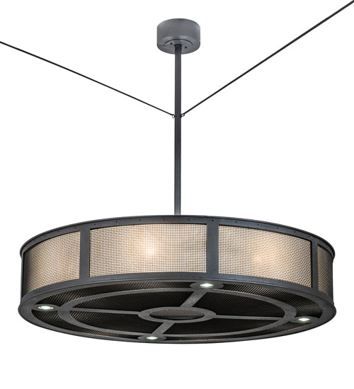 Meyda Lighting Telluride Magic 49" 12-Light Natural Iron Pendant Light With Sahara Taupe Idalight & Crystal Idalight Shade