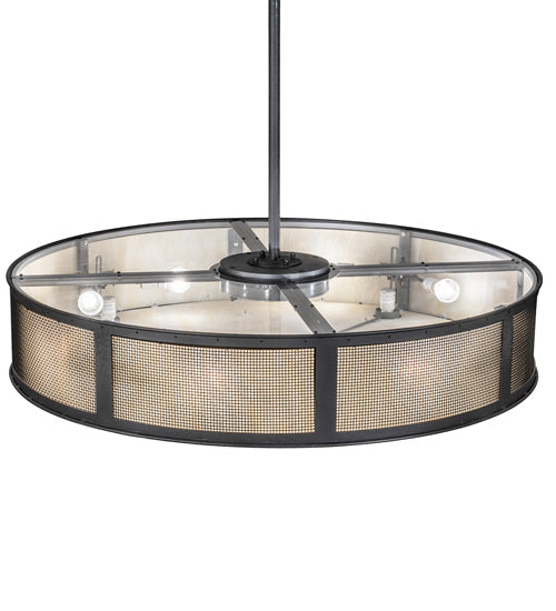 Meyda Lighting Telluride Magic 49" 12-Light Natural Iron Pendant Light With Sahara Taupe Idalight & Crystal Idalight Shade