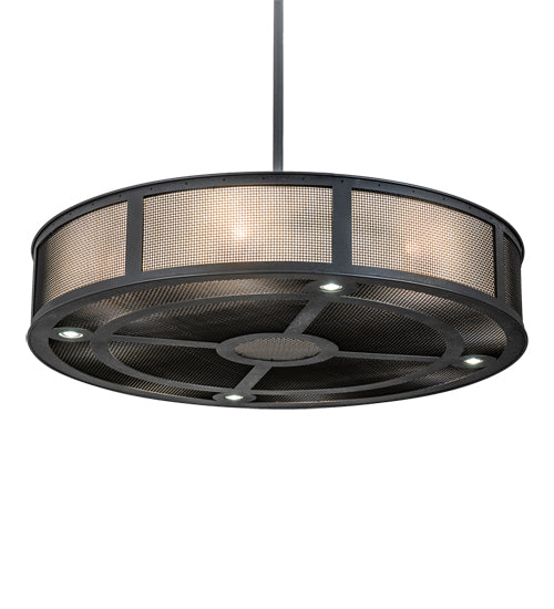 Meyda Lighting Telluride Magic 49" 12-Light Natural Iron Pendant Light With Sahara Taupe Idalight & Crystal Idalight Shade