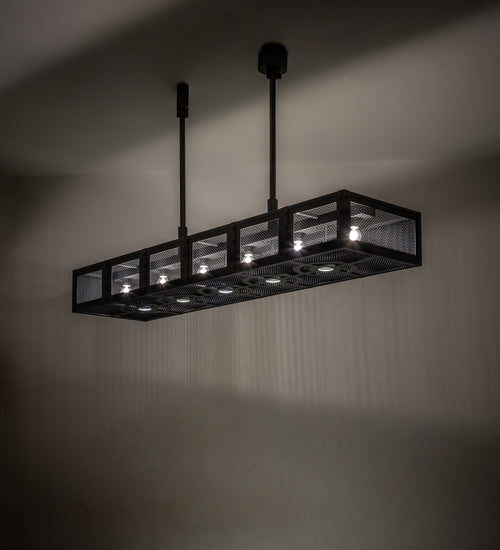 Meyda Lighting Telluride Magic 72" 11-Light Natural Iron & Solar Black Island Pendant Light