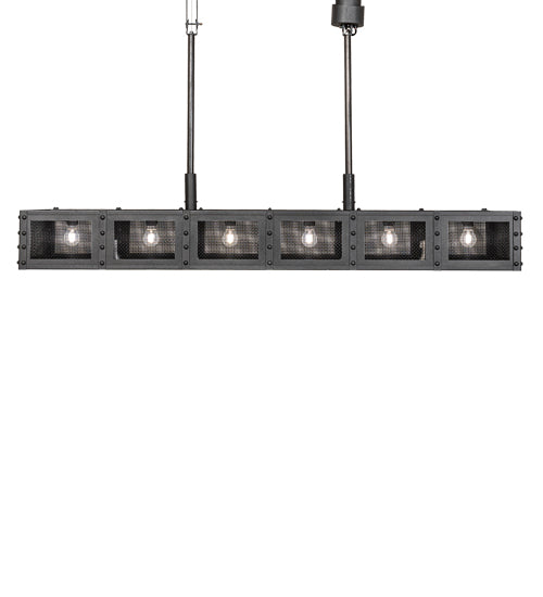 Meyda Lighting Telluride Magic 72" 11-Light Natural Iron & Solar Black Island Pendant Light