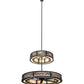 Meyda Lighting Telluride Magic 73" 32-Light Natural Iron Mountains Chandelier With Sahara Taupe Idalight & White Laura Textrene Shade and Fan