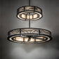 Meyda Lighting Telluride Magic 73" 32-Light Natural Iron Mountains Chandelier With Sahara Taupe Idalight & White Laura Textrene Shade and Fan