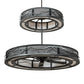 Meyda Lighting Telluride Magic 73" 32-Light Natural Iron Mountains Chandelier With Sahara Taupe Idalight & White Laura Textrene Shade and Fan
