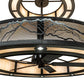 Meyda Lighting Telluride Magic 73" 32-Light Natural Iron Mountains Chandelier With Sahara Taupe Idalight & White Laura Textrene Shade and Fan