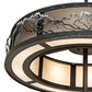 Meyda Lighting Telluride Magic 73" 32-Light Natural Iron Mountains Chandelier With Sahara Taupe Idalight & White Laura Textrene Shade and Fan