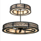 Meyda Lighting Telluride Magic 73" 32-Light Natural Iron Mountains Chandelier With Sahara Taupe Idalight & White Laura Textrene Shade and Fan