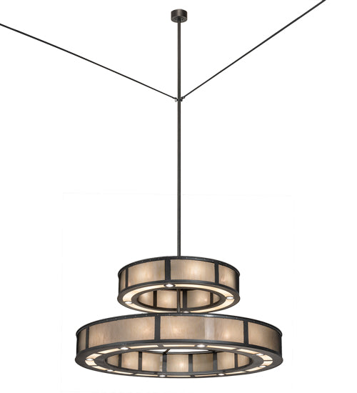Meyda Lighting Telluride Magic 73" 36-Light 2-Tier Natural Iron & Solar Black Chandelier With Sahara Taupe Idalight & Crystal Idalight Shade