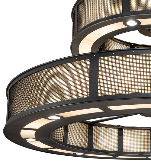 Meyda Lighting Telluride Magic 73" 36-Light 2-Tier Natural Iron & Solar Black Chandelier With Sahara Taupe Idalight & Crystal Idalight Shade