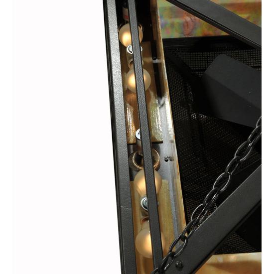 Meyda Lighting Tempo Mission 60" 24-Light Timeless Bronze Chandelier With Multi-Colored Shade Glass and Black Fan