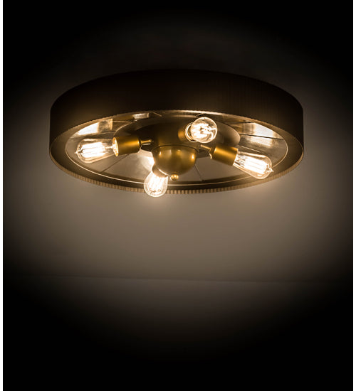 Meyda Lighting Tennessee 24" 4-Light Costello Black Flush Mount Light With Mirror Shade Glass