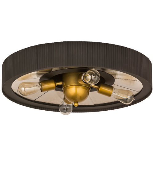 Meyda Lighting Tennessee 24" 4-Light Costello Black Flush Mount Light With Mirror Shade Glass