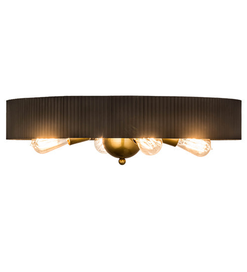 Meyda Lighting Tennessee 24" 4-Light Costello Black Flush Mount Light With Mirror Shade Glass