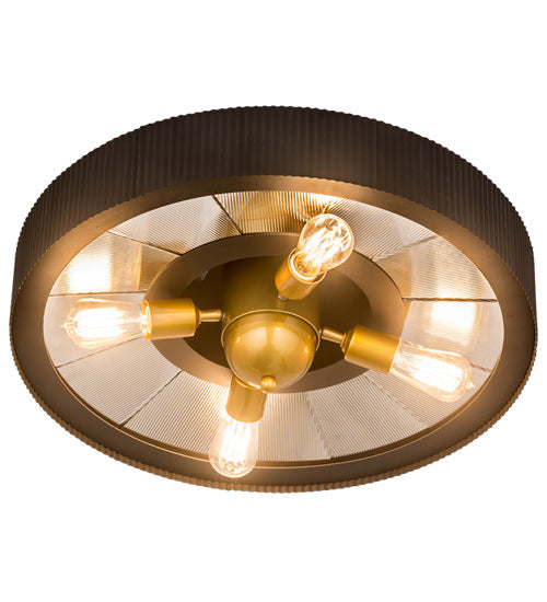 Meyda Lighting Tennessee 24" 4-Light Costello Black Flush Mount Light With Mirror Shade Glass