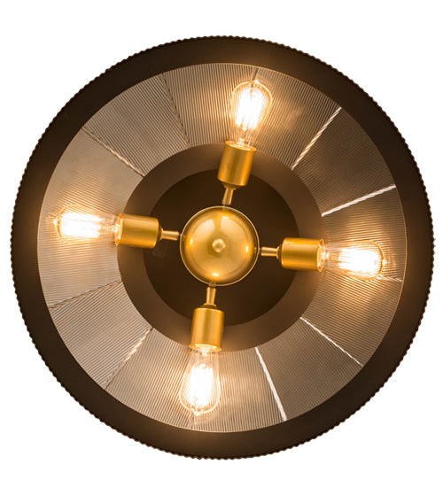 Meyda Lighting Tennessee 24" 4-Light Costello Black Flush Mount Light With Mirror Shade Glass