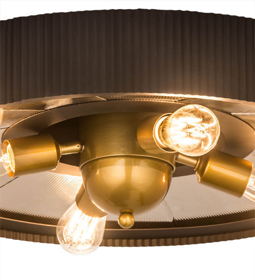 Meyda Lighting Tennessee 24" 4-Light Costello Black Flush Mount Light With Mirror Shade Glass