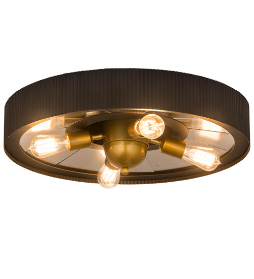 Meyda Lighting Tennessee 24" 4-Light Costello Black Flush Mount Light With Mirror Shade Glass