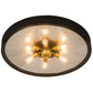 Meyda Lighting Tennessee 36" 6-Light Costello Black Flush Mount Light With Mirror Shade Glass