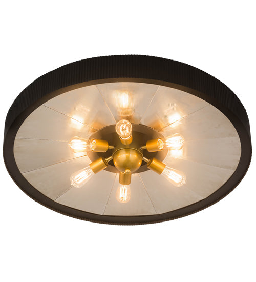 Meyda Lighting Tennessee 36" 6-Light Costello Black Flush Mount Light With Mirror Shade Glass