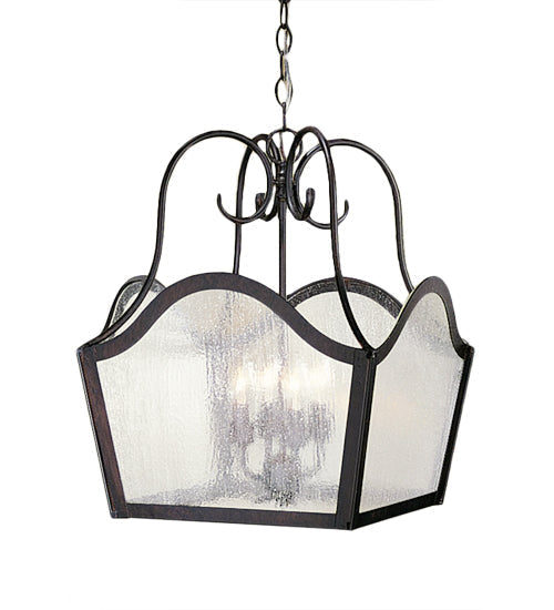 Meyda Lighting Terena 16" 4-Light Chestnut Pendant Light With Clear Seeded Shade Glass