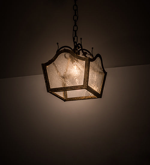 Meyda Lighting Terena 16" English Bronze Pendant Light With Clear Seeded Shade Glass
