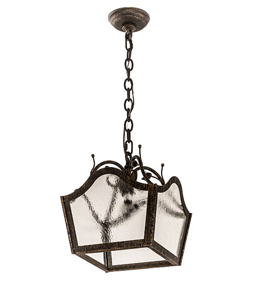 Meyda Lighting Terena 16" English Bronze Pendant Light With Clear Seeded Shade Glass