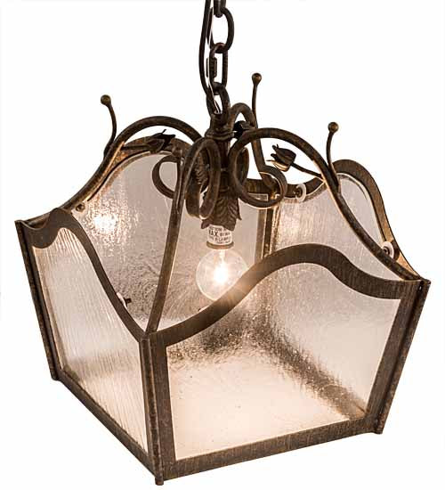 Meyda Lighting Terena 16" English Bronze Pendant Light With Clear Seeded Shade Glass