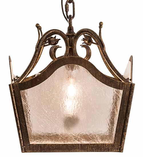 Meyda Lighting Terena 16" English Bronze Pendant Light With Clear Seeded Shade Glass