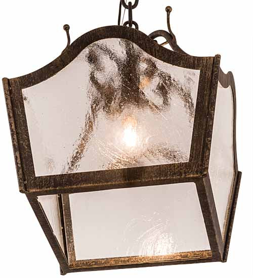Meyda Lighting Terena 16" English Bronze Pendant Light With Clear Seeded Shade Glass