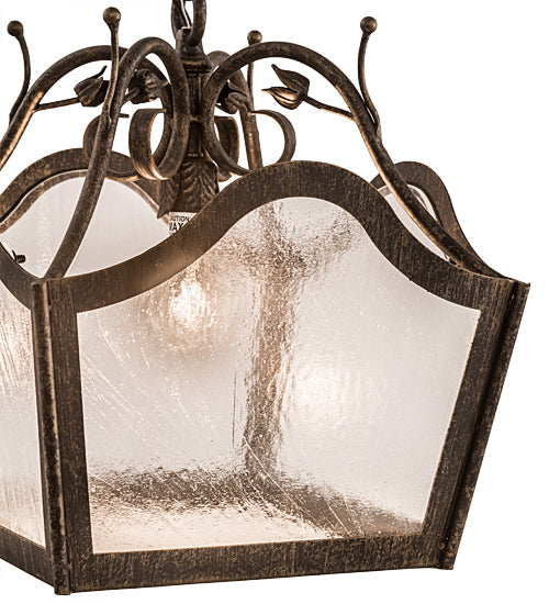 Meyda Lighting Terena 16" English Bronze Pendant Light With Clear Seeded Shade Glass