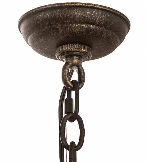 Meyda Lighting Terena 16" English Bronze Pendant Light With Clear Seeded Shade Glass