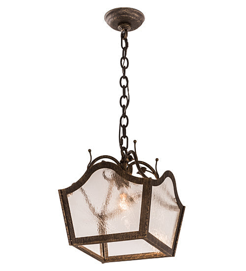 Meyda Lighting Terena 16" English Bronze Pendant Light With Clear Seeded Shade Glass