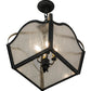 Meyda Lighting Terena 22" 4-Light Antique Iron Gate Pendant Light With Clear Seeded Shade Glass