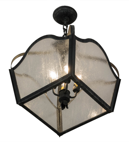 Meyda Lighting Terena 22" 4-Light Antique Iron Gate Pendant Light With Clear Seeded Shade Glass