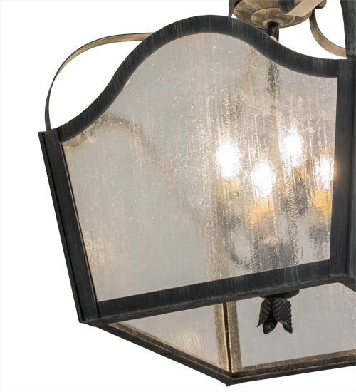 Meyda Lighting Terena 22" 4-Light Antique Iron Gate Pendant Light With Clear Seeded Shade Glass